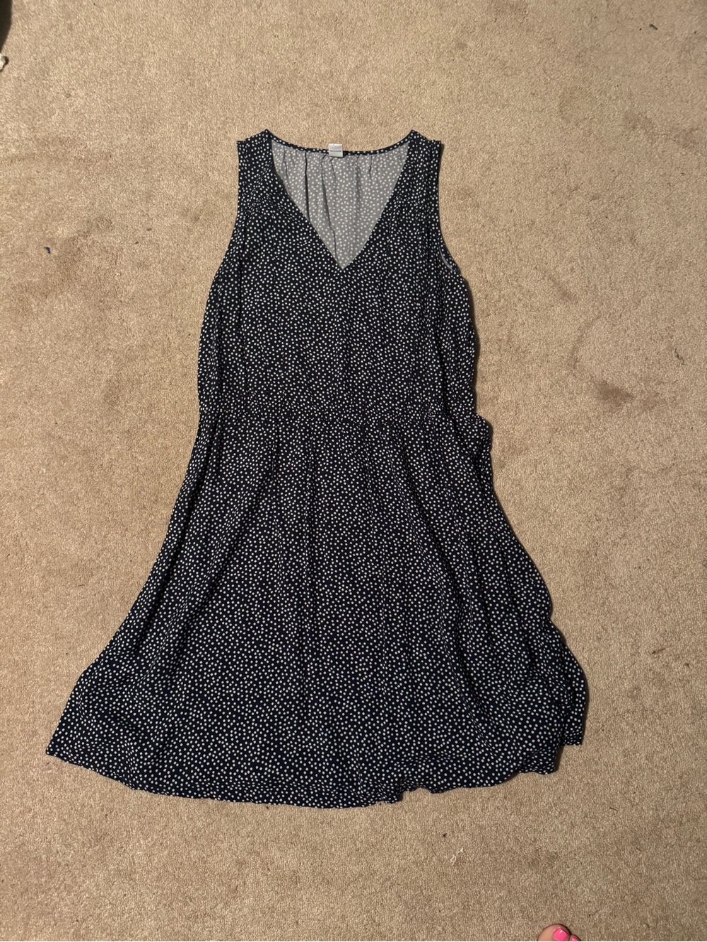 Old Navy Sleeveless  Navy Polka Dot V-Neck Dress